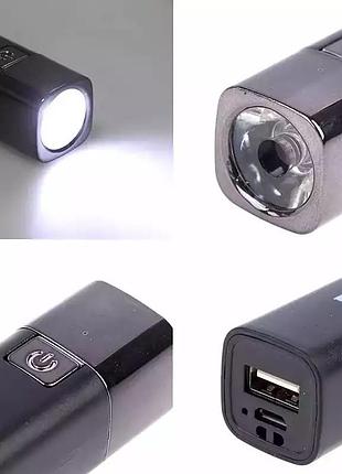Перезаряжаемый светодиодный фонарик 1200 mah c power bank 617 abc черный