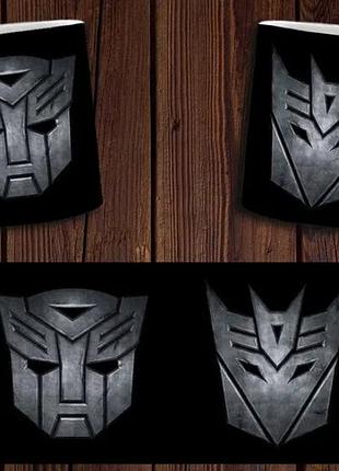 Чашка біла керамічна з принтом "transformers" трансформері abc
