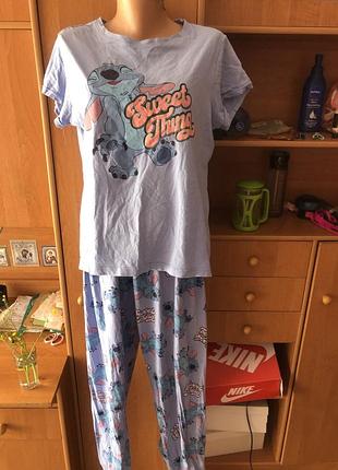 Пижама, комплект, 100% коттон, стич, м. disney. stitch.