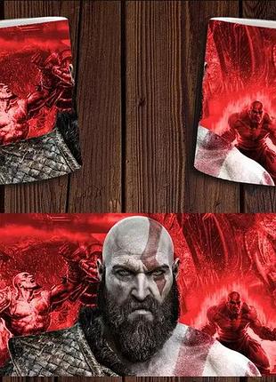 Чашка белая керамическая с принтом "god of war" бог війни кратос abc