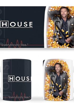 Чашка біла керамічна house, md. доктор хаус abc