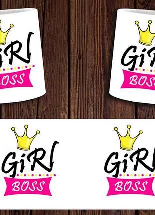 Чашка белая керамическая"girl boss" начальнице abc