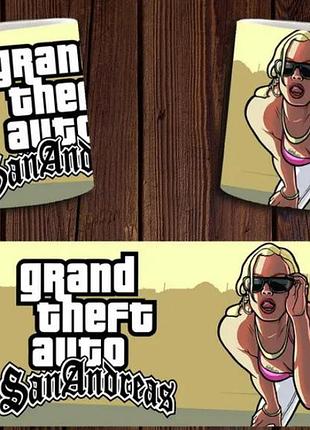 Чашка белая керамическая "gta san andreas" гта сан андреас abc