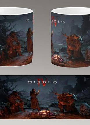 Чашка біла керамічна "diablo 4" діабло abc