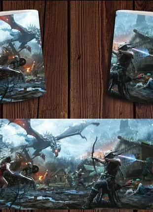 Чашка белая керамическая с принтом "the elder scrolls v: skyrim" скайрим abc