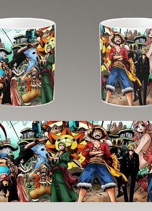 Чашка біла керамічна "ван піс" one piece abc