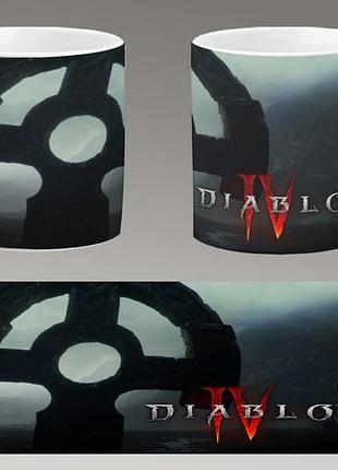 Чашка біла керамічна "diablo 4" діабло abc