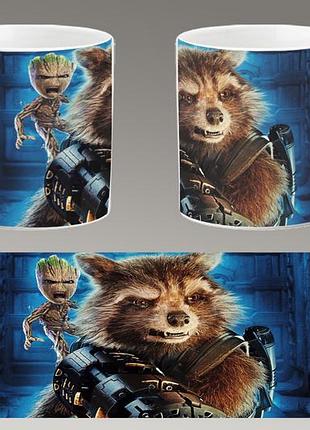 Чашка белая керамическая " ракета и грут" groot abc