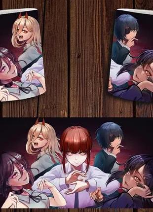 Чашка белая керамическая "chainsaw man" человек бензопила abc