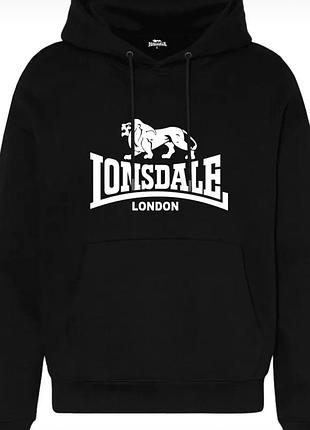 Чоловіче худі lonsdale london logo унісекс кофта толстовка лонсдейл чорне xs