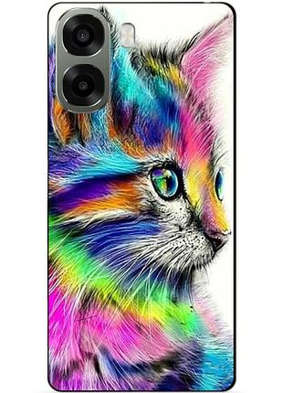 Чехол силиконовый бампер для oppo a6x с рисунком акварельный кот