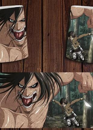 Чашка белая керамическая "атака титанов" shingeki no kyojin abc