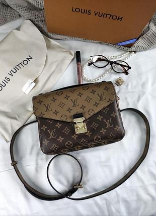 Lv pochette metis shoulder bag brown leather monogram reverse coated 24 х 19 х 7 см