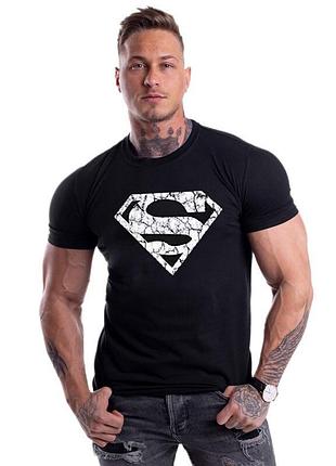 Футболка для фитнеса sport line черная с принтом superman