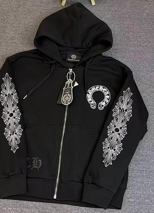 Зип - худи chrome hearts черная мужская / кофта chrome hearts на молнии / chrome hearts зипка