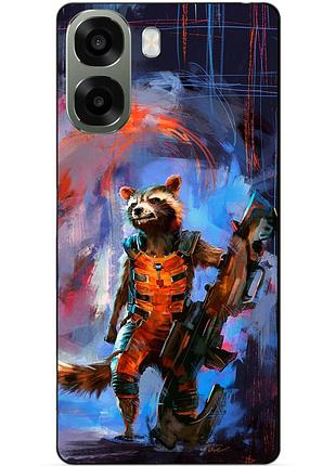 Чехол силиконовый бампер для oppo a6x с рисунком енот ракета стражи галактики