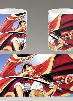 Чашка белая керамическая "ван пис" one piece abc