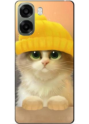 Силіконовий чохол бампер для oppo a6x з малюнком котик у шапці