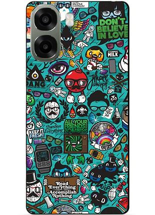 Чехол силиконовый бампер для oppo a6x с рисунком стикеры