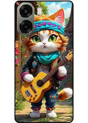 Силіконовий бампер чохол для oppo a6x з малюнком котик з гітарою
