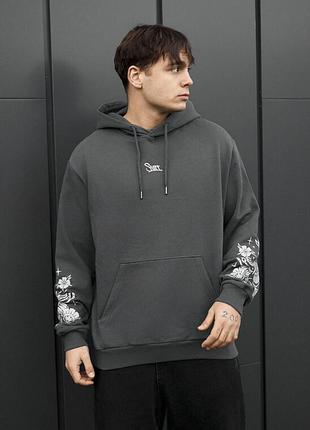 Молодежное оверсайз худи staff tiger & flowers oversize