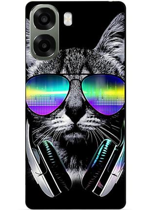 Чехол силиконовый бампер для oppo a6x с рисунком музыкальный кот