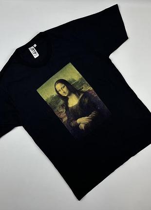 Чоловіча бавовняна футболка з принтом mona lisa  розмір l