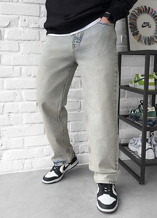 Широкие джинсы для мужчин staff 9671 blue gray baggy