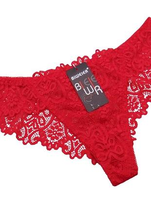 Кружевные трусики бразилиана 2xl красные biweier 3014
