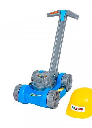 Дитяча іграшкова газонокосарка бамсик з каскою 5502_blue