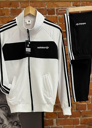 Adidas спортивный костюм кофта + штаны белый весна\осень турецкая двунитка, адидас костюм s