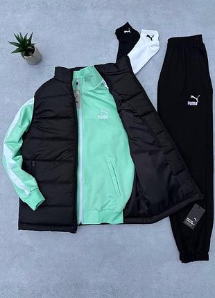 Костюм спортивный puma + жилетка (носки в подарок) весна-осень турецкая двунитка, костюм пума и безрукавка l