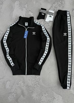 Спортивный костюм мужской adidas лампас весна\осень турция (в подарок носки), адидас костюм турецкий черный m