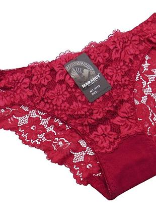 Кружевные трусики хлопок marabut xl бордовые 5115