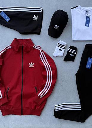 Костюм adidas 7в1 +шорты-футболка-кепка-носки турецкая двухнитка, набор мужской адидас с шортамы xxxl