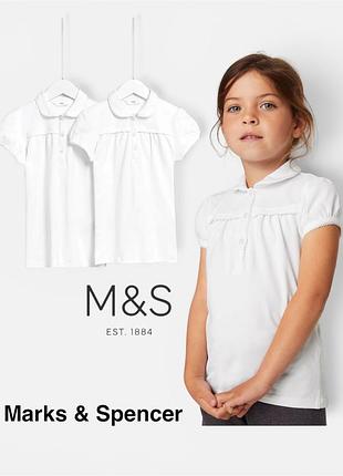 Marks and spencer біла поло футболка, блузка для дівчинки 7-8 років