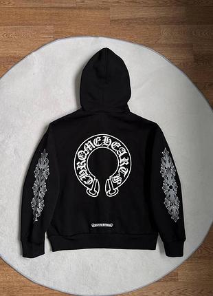 Зип - худи chrome hearts черная мужская / кофта chrome hearts на молнии / chrome hearts зипка