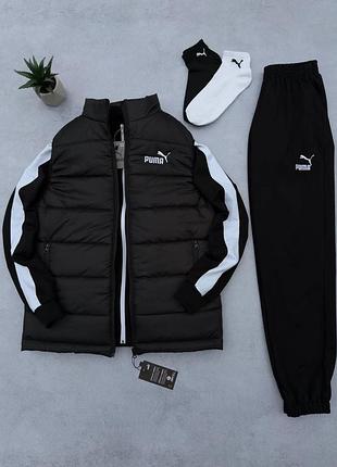 Костюм спортивный puma + жилетка (носки в подарок) весна-лето-осень турецкая двунитка, костюм пума мужской xl