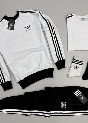 Спортивный костюм adidas мужской + футболка весна\осень турецкая двунитка (носки в подарок), адидас костюм l