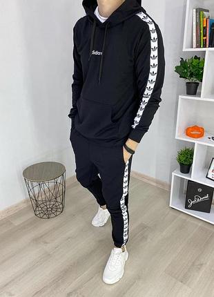 Спортивный костюм мужской adidas лампас весна\осень двухнитка, адидас костюм черного цвета xl
