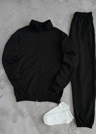 Спортивный костюм черный однотонный мужской турция, кофта + штаны + носки весна/осень
