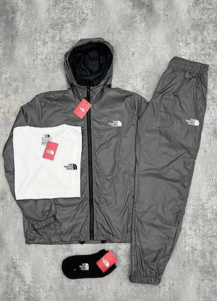 Спортивный костюм the north face матовая плащевка + футболка (носки в подарок) весна\осень, tnf костюм