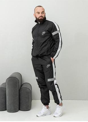Спортивный костюм nike bicolor плащевка куртка + штаны весна\осень , найк костюм черного цвета l