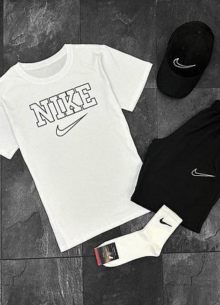 Костюм nike 4в1 літній спортивний чоловічий весна-літо комплект футболка + шорти + кепка + пара носків m