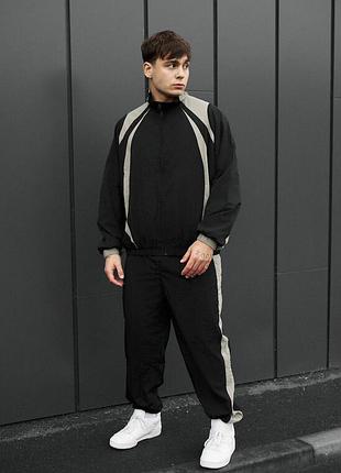 Мужской спортивный костюм staff cap black & light olive oversize