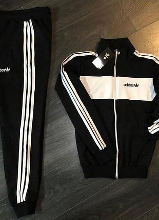 Спортивный костюм adidas кофта + штаны черный весна\осень турецкая двунитка, адидас костюм муж xl