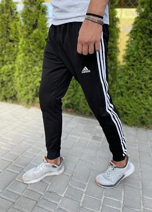 Штани чоловічі adidas спортивні чорні лампас, адідас штани