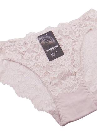 Кружевные трусики хлопок marabut 2xl бежевые 5115