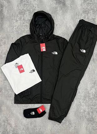 Спортивный костюм the north face матовая плащевка + футболка (носки в подарок) весна\осень, tnf костюм