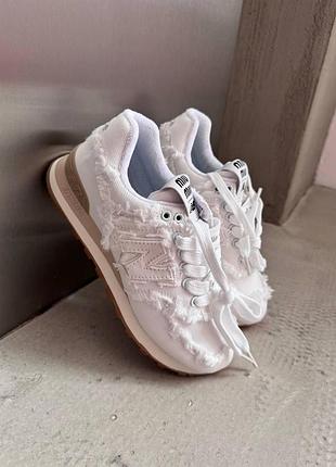 Женские белые кроссовки new balance 574 miu miu white х нью беланс 39